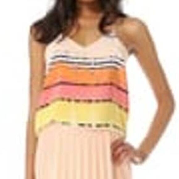 Tibi Top Women's Sz 10 Racerback Silk Striped Pattern Sleeveless Multicolor NWT - Picture 1 of 9